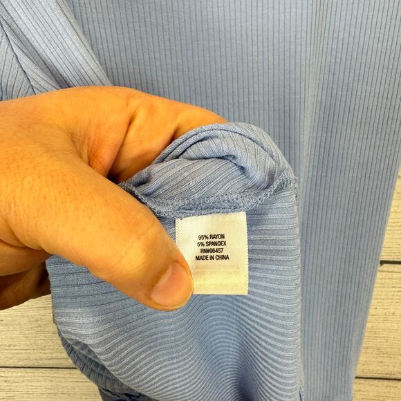 Arizona Jean Co Plus Size Light Blue Ribbed Short Sleeve Cinched Top Size XXL - Picture 7 of 8